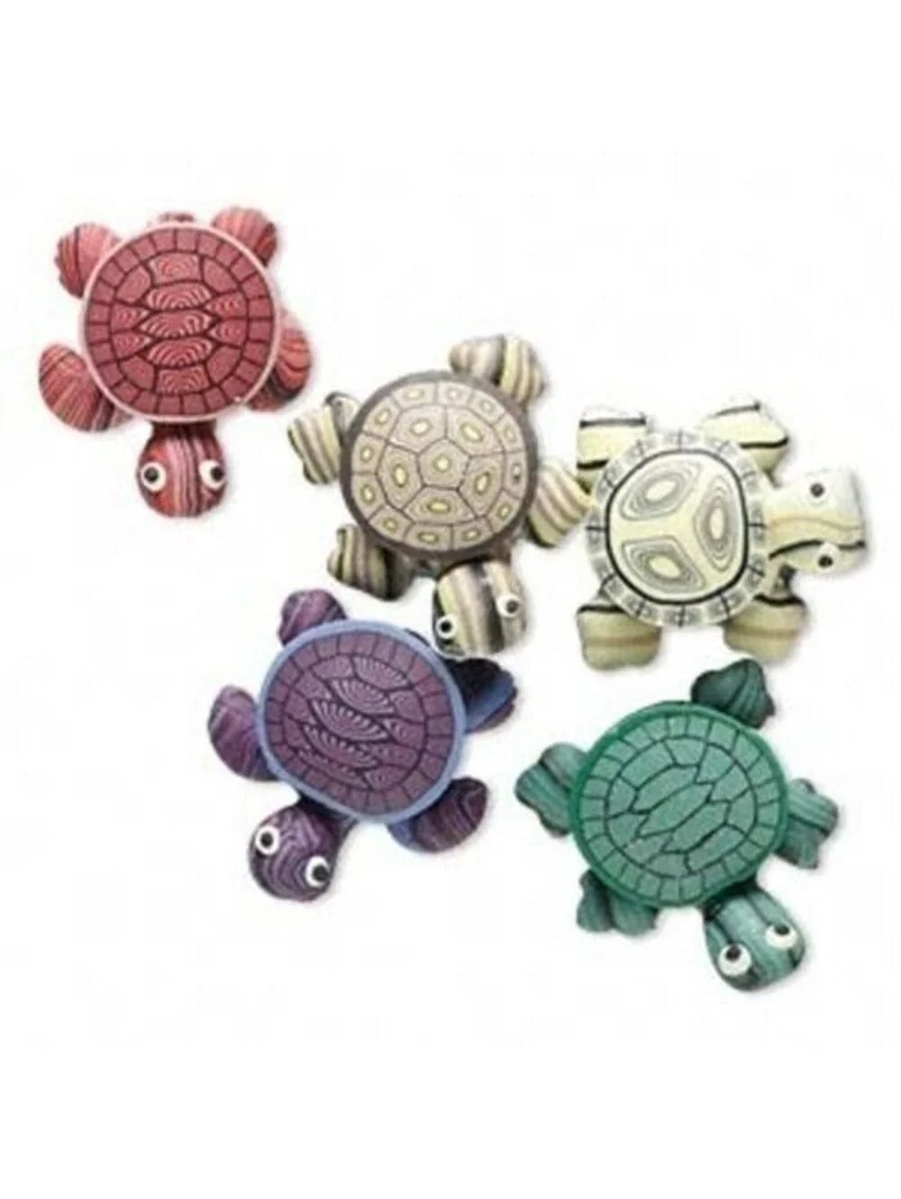 5 Mixed Fimo Clay Turtle Green Blue Red Fridge Magnets